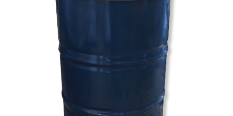 Image of a blue 200-litre CADSORB drum with two top-mounted pipes, featuring the caption 'Not just a drum.'
