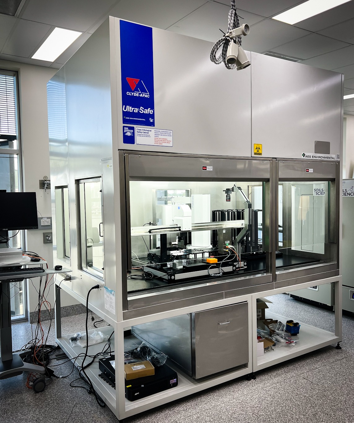 Bespoke Maxi UltraSafe Class II Robitic Handling Biological Safety Cabinet designed for robotic handlers in a modern laboratory environment.